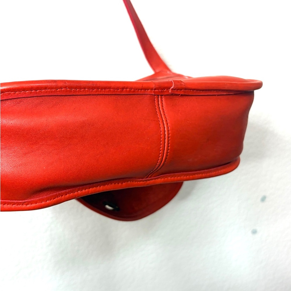 COACH Vintage Red Orange Leather Shoulder Bag Crossbody Large - Like New - Picture 11 of 16
